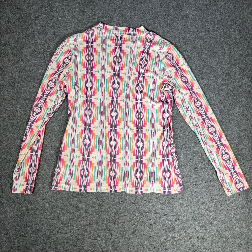 Sterling Kreek Womens Southwestern Aztec Print‎ Mock Neck Long Sleeve Top Medium - Picture 7 of 8